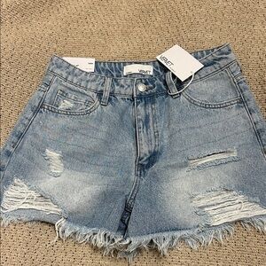 Vervet Los Angeles Light Wash Distressed Denim Shorts